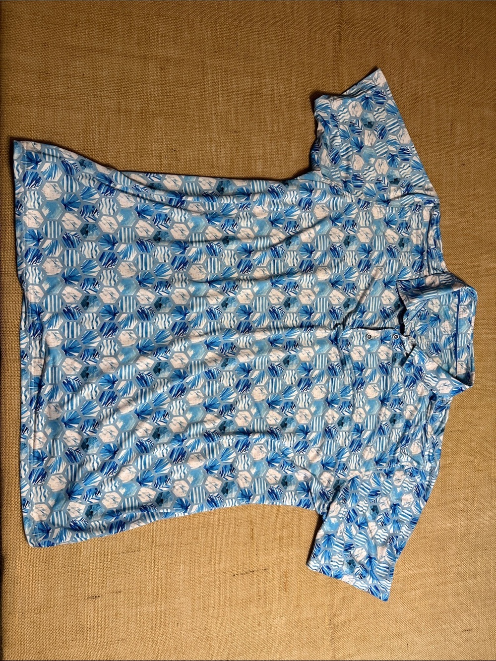 Men's Blue Patterned Polo Shirt